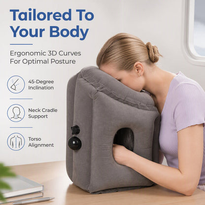 💤 Inflatable Travel Pillow – Face-Down Rest Support with Arm Openings