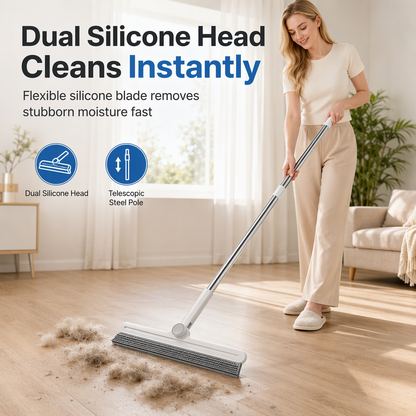🧹 Pet Hair Removal Broom – Dual Silicone Brush & Water Scraper