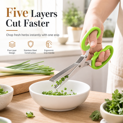 ✂️ 5-Blade Multi-Purpose Scissors – Herb Cutter & Paper Shredding Shears