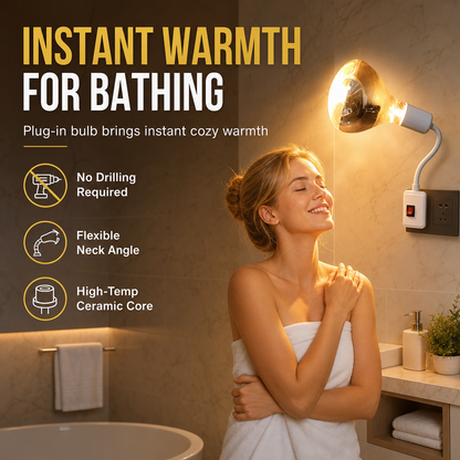 💡 Plug-In Heat Lamp Holder – Adjustable Gooseneck with Ceramic Socket