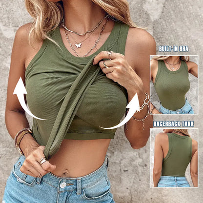 🔥💐SPRING DAY SALE⚡50K+ SOLD!💖Ribbed Stretchy Tank Top with Shelf Bra